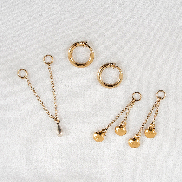 3 in 1 Gold Seashell Labia Set Non Piercing