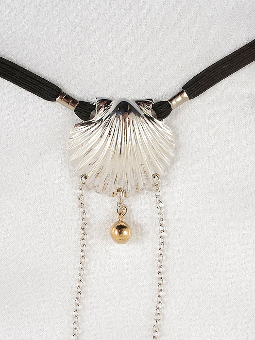 Womens Silver Rare Pearl G String #3