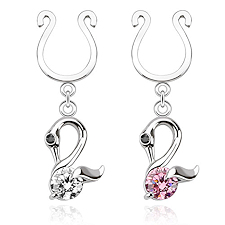Swan Dangle Non Piercing Nipple Ring Set