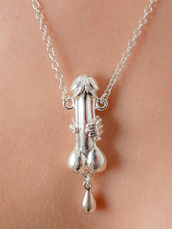 Silver Penis Pendant Necklace Jewelry