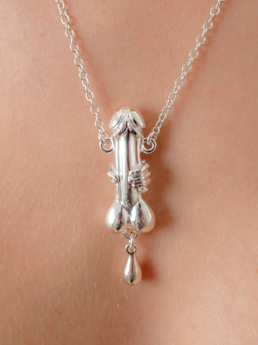Silver Penis Pendant Necklace Jewelry